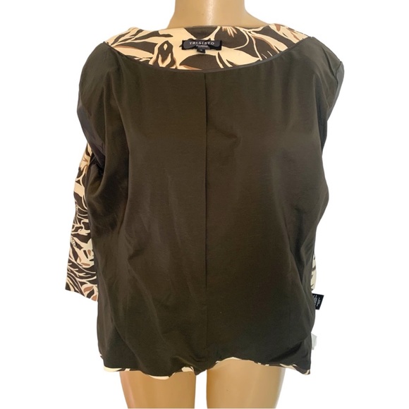 Trisisto Femme Floral Leaf Brown & White Safari Fitted Suit Jacket Blazer Padded - Picture 11 of 14